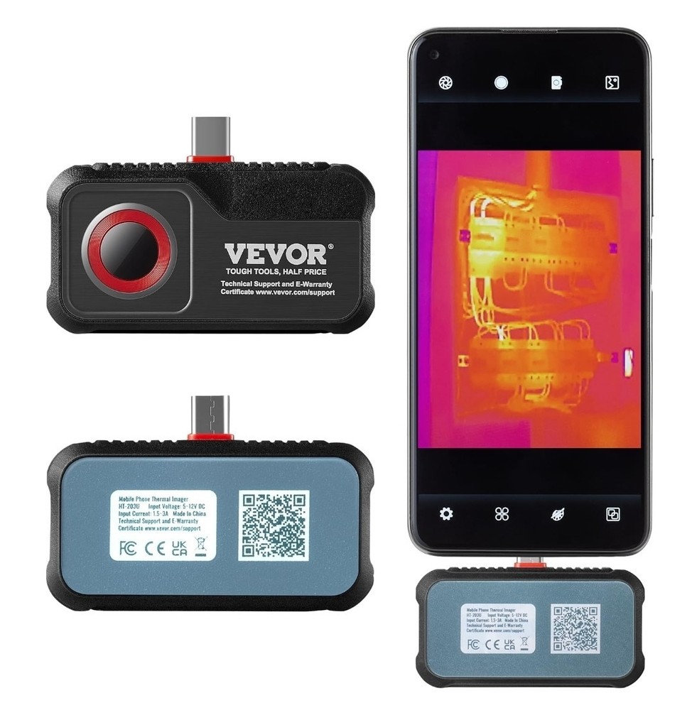 VEVOR Thermal Imaging Camera for Android 256x192 IR Resolution 25Hz Refresh Rate