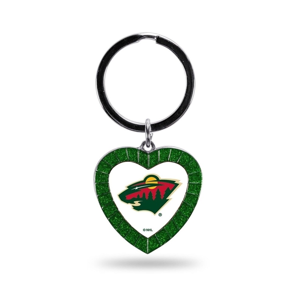Wild Colored Rhinestone Heart Keychain - Green
