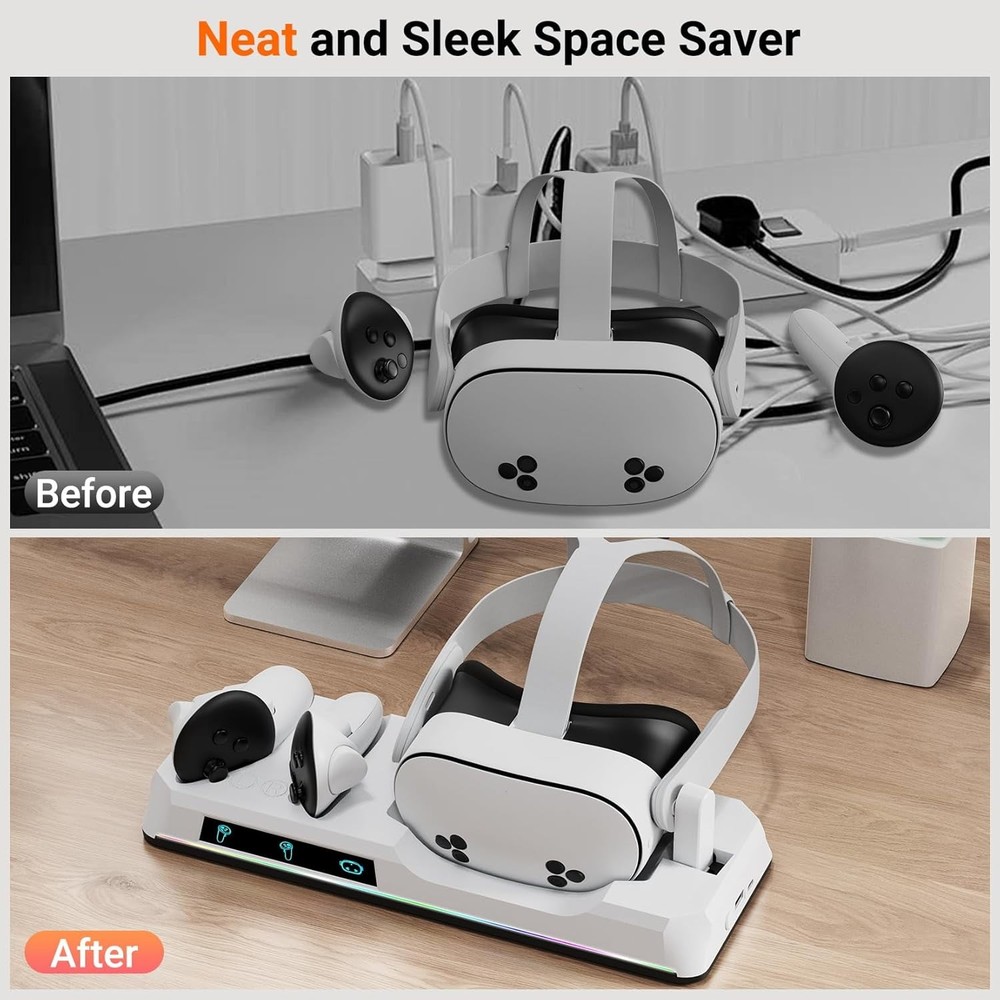 Fast Charging Dock For Meta Quest 3S/3 Magnetic VR Headset & Controller Charger