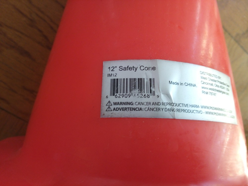 12 inches plastic safety cone orange