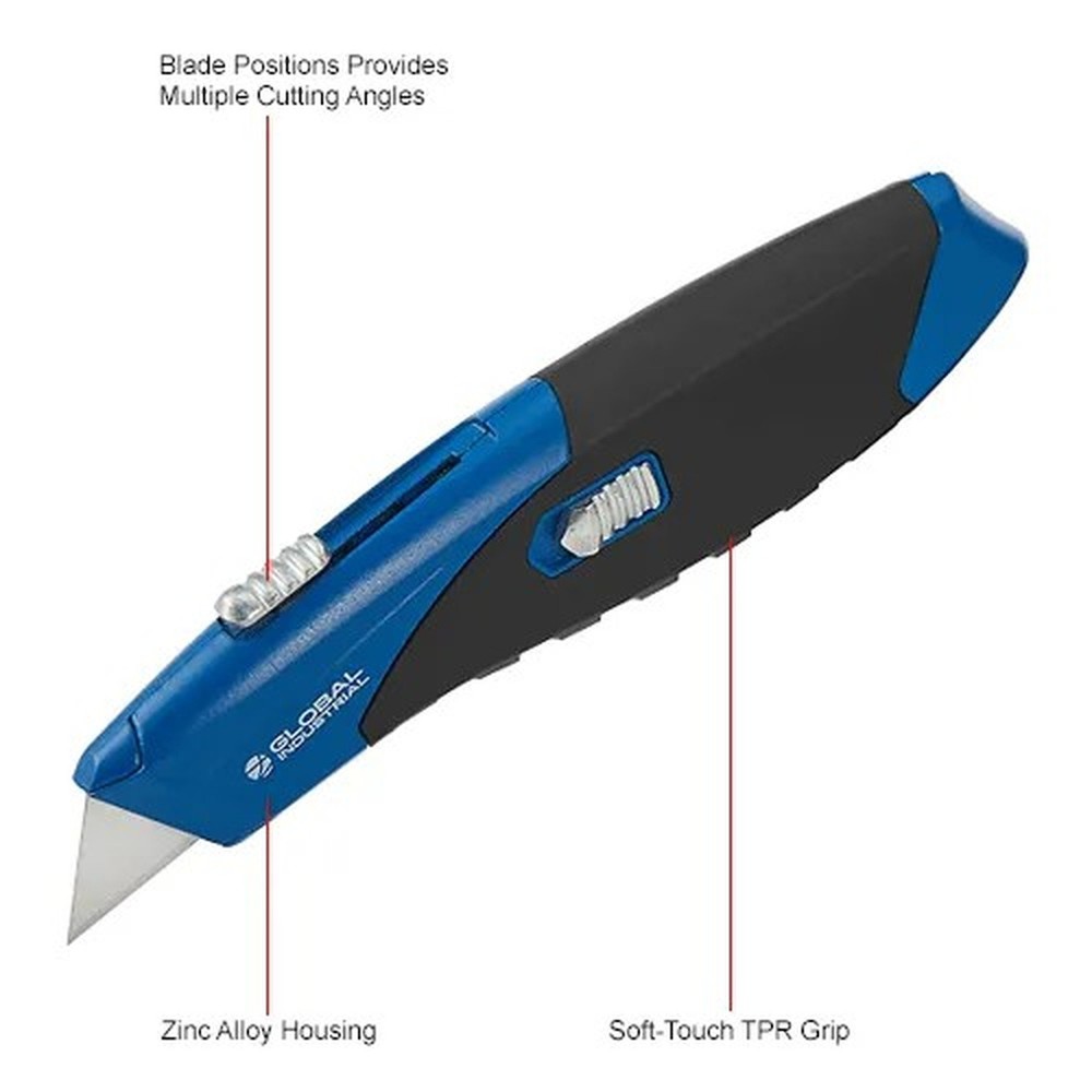 Utility Knife, Ergonomic Handle, Quick Change Blade & Blade Storage