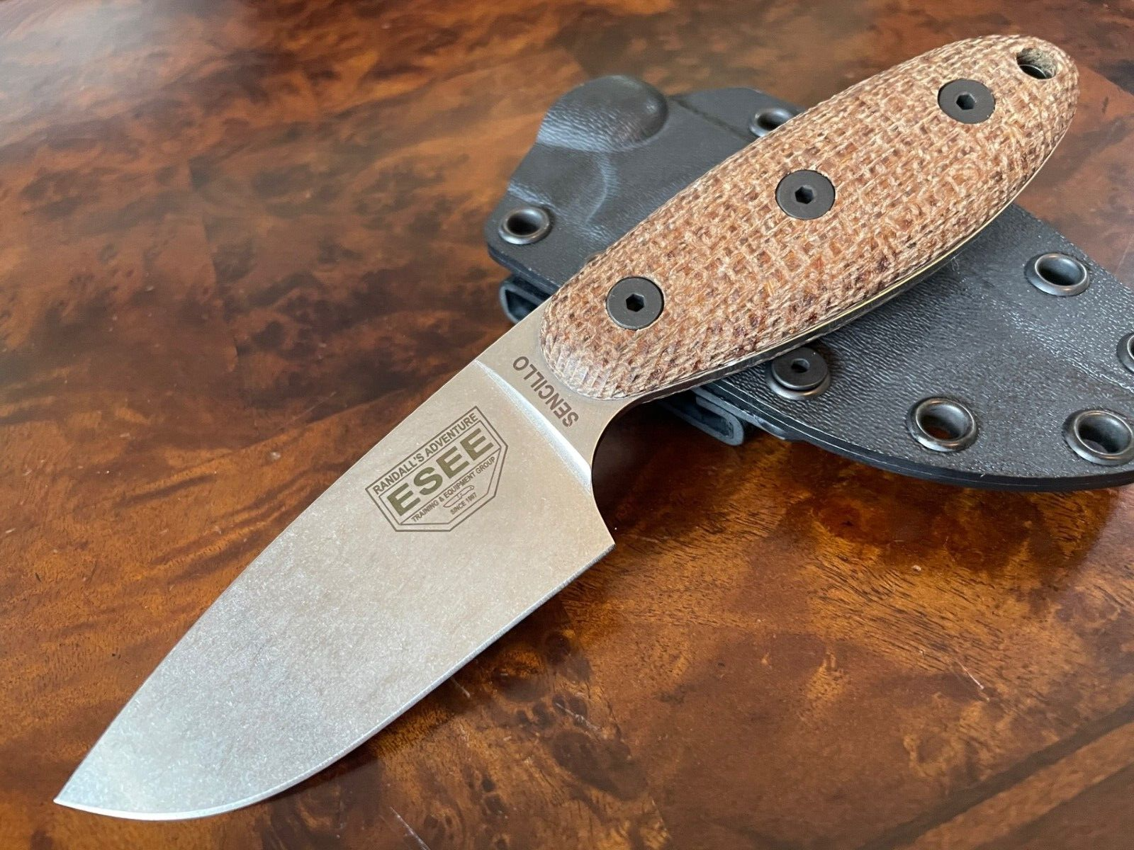 ESEE Knives Sencillo A2 Stonewash Micarta Second Production Run ESEE-SENCILLO-A2