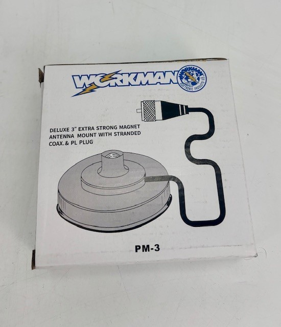Workman PM-3 3" Magnet Antenna Mount with STRANDED COAX & PL PLUG