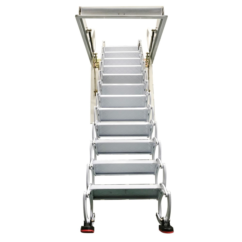 Pull Down Attic Ceiling Ladder 9.84ft White Folding Loft Stair 27.56''x 39.37''