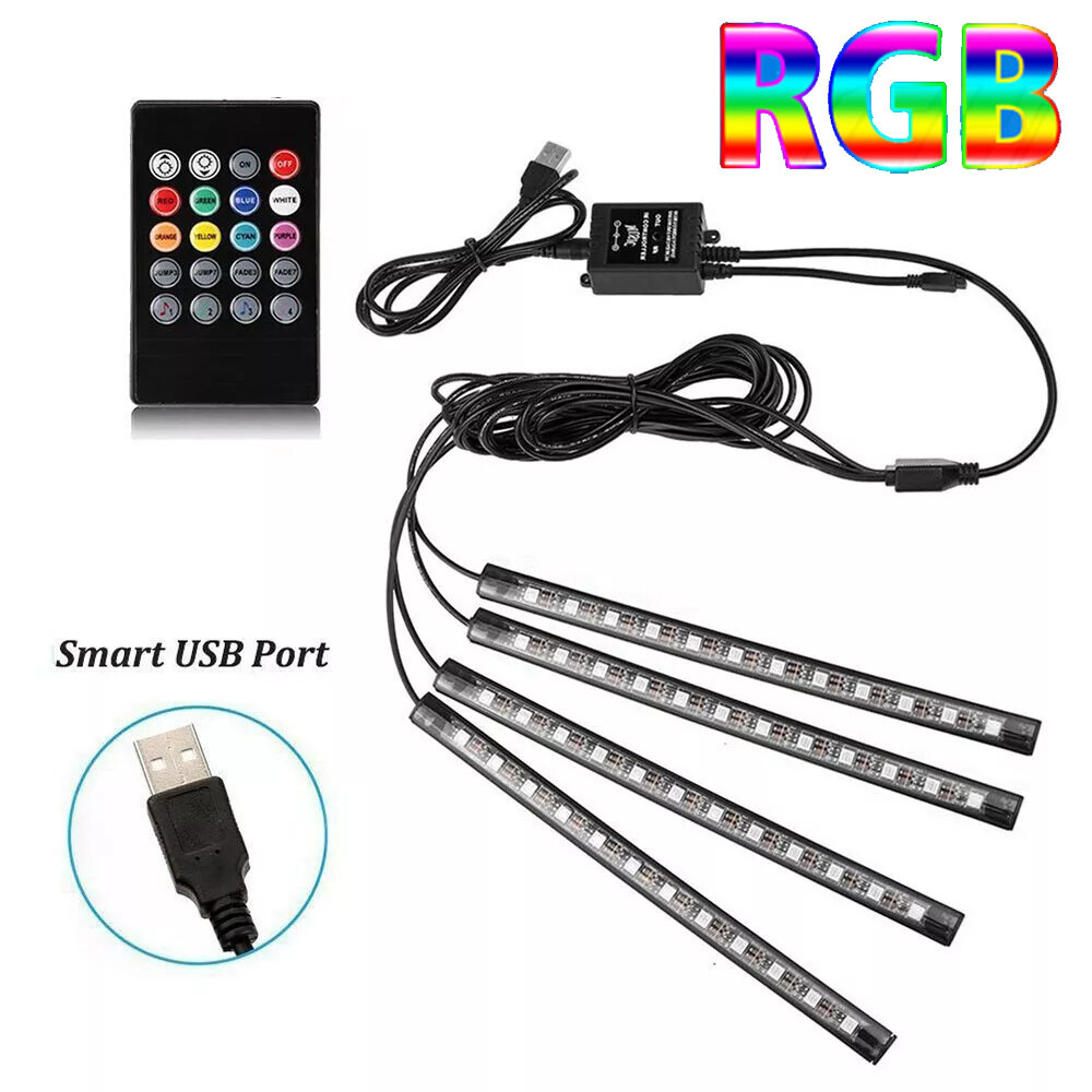 4Pcs RGB PC Case LED Strip Computer Light Bar PC Game Light With remote control