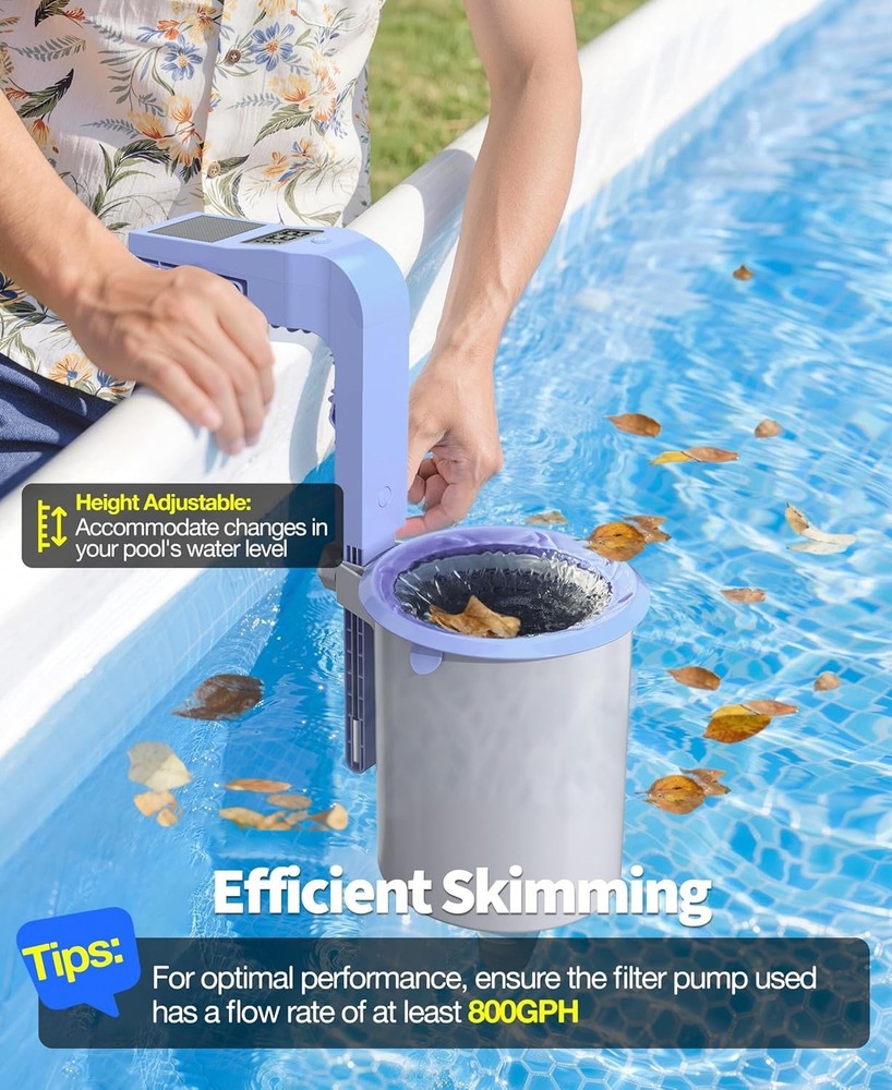 Elegant Above Ground Pool Skimmer with Solar Thermometer - Adjustable Bracket