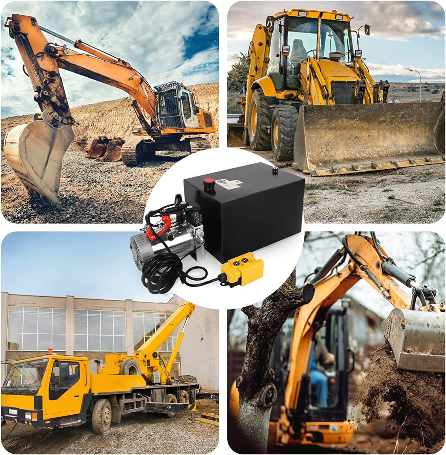 20 Quart Double Acting Hydraulic Pump Dump Trailer DC 12V Unit Pack Power Unit