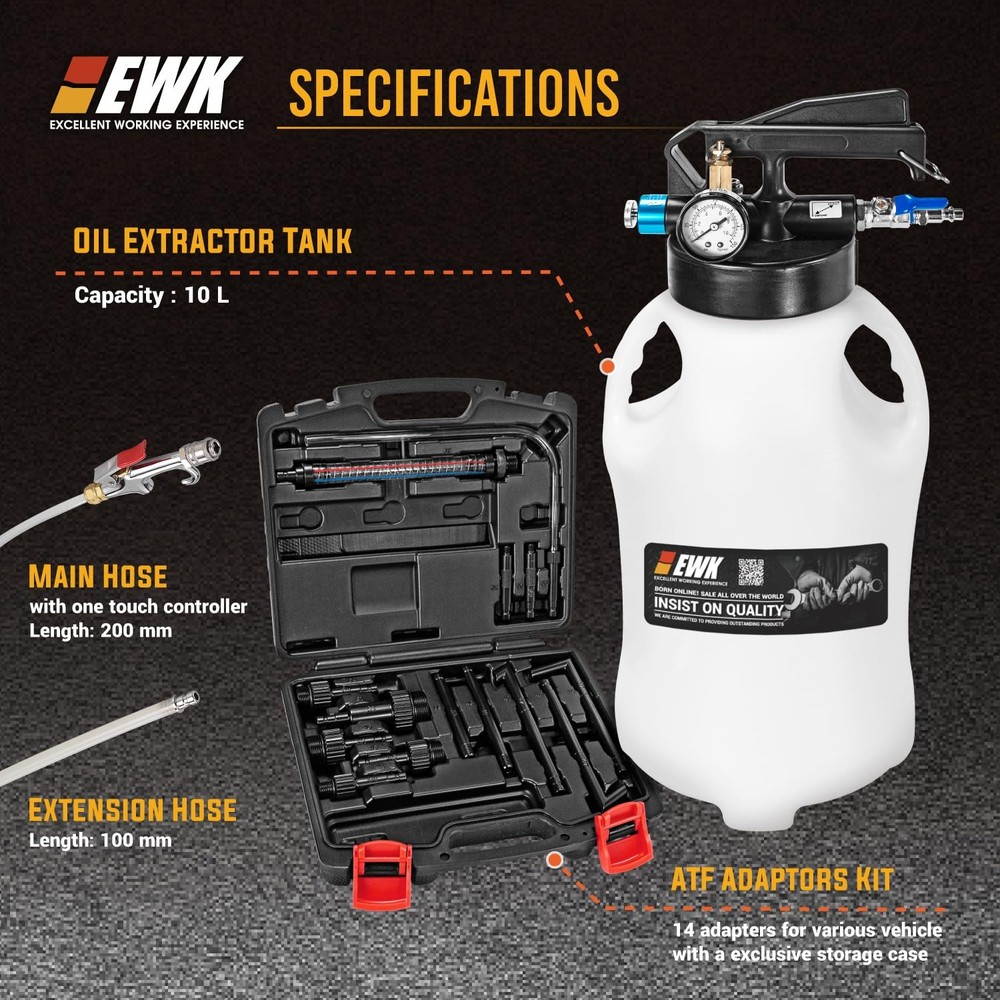 EWK 10L Pneumatic Transmission Fluid Pump, Extract & Refill System with