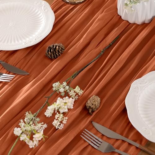 Valentines Day Table Runner Cheesecloth Table Runner 14FT 14ft Terracotta