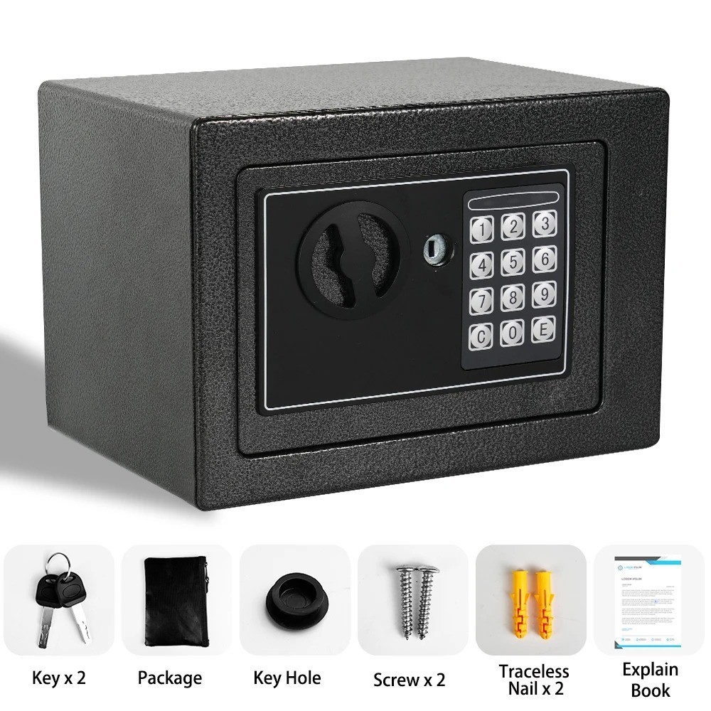 Fireproof Home Safe with Keypad Light & Adjustable Shelf