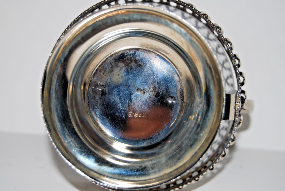 Vintage Leonard Inc. Glass & Silver-plate Serving Condiment Basket w/ Insert