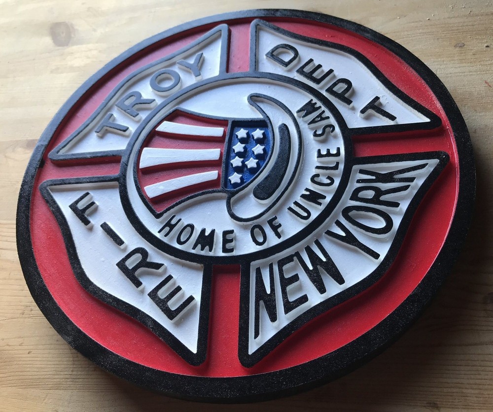 Fire Department Troy 3D routed wood patch plaque sign Custom