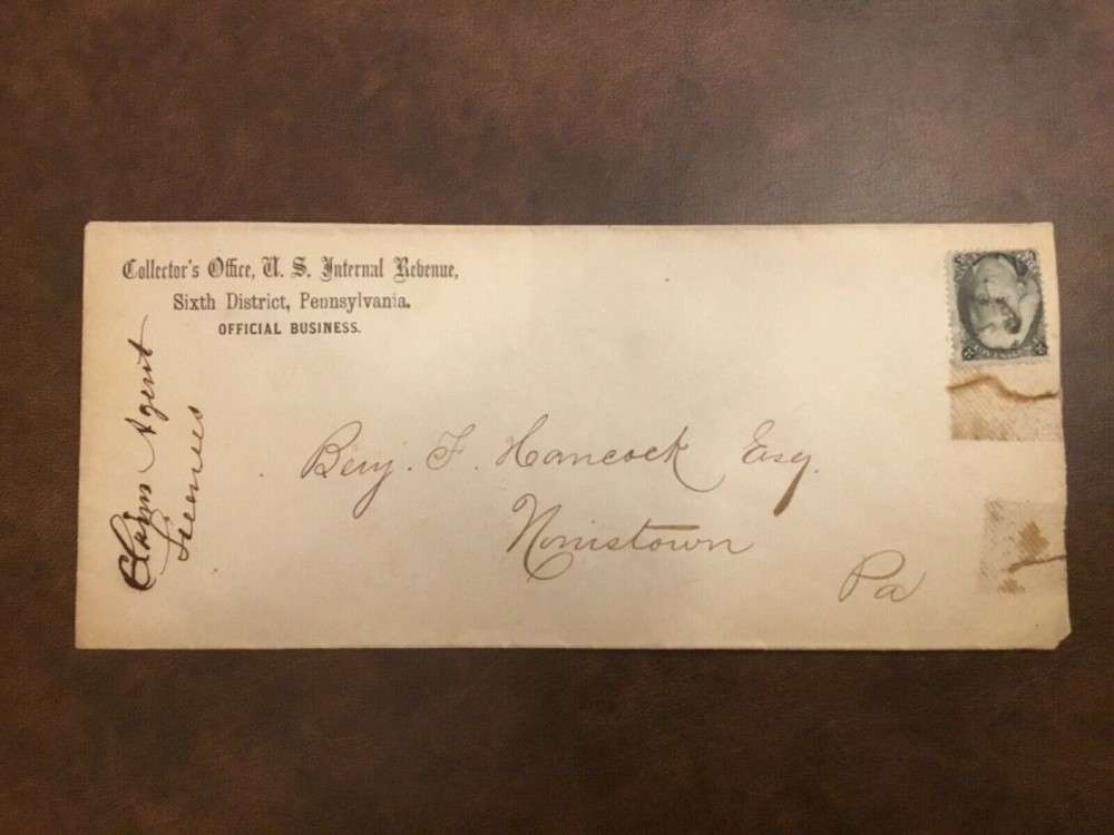 ICOLLECTZONE Postal History Black Jack on Cover Internal Revenue  (E100)