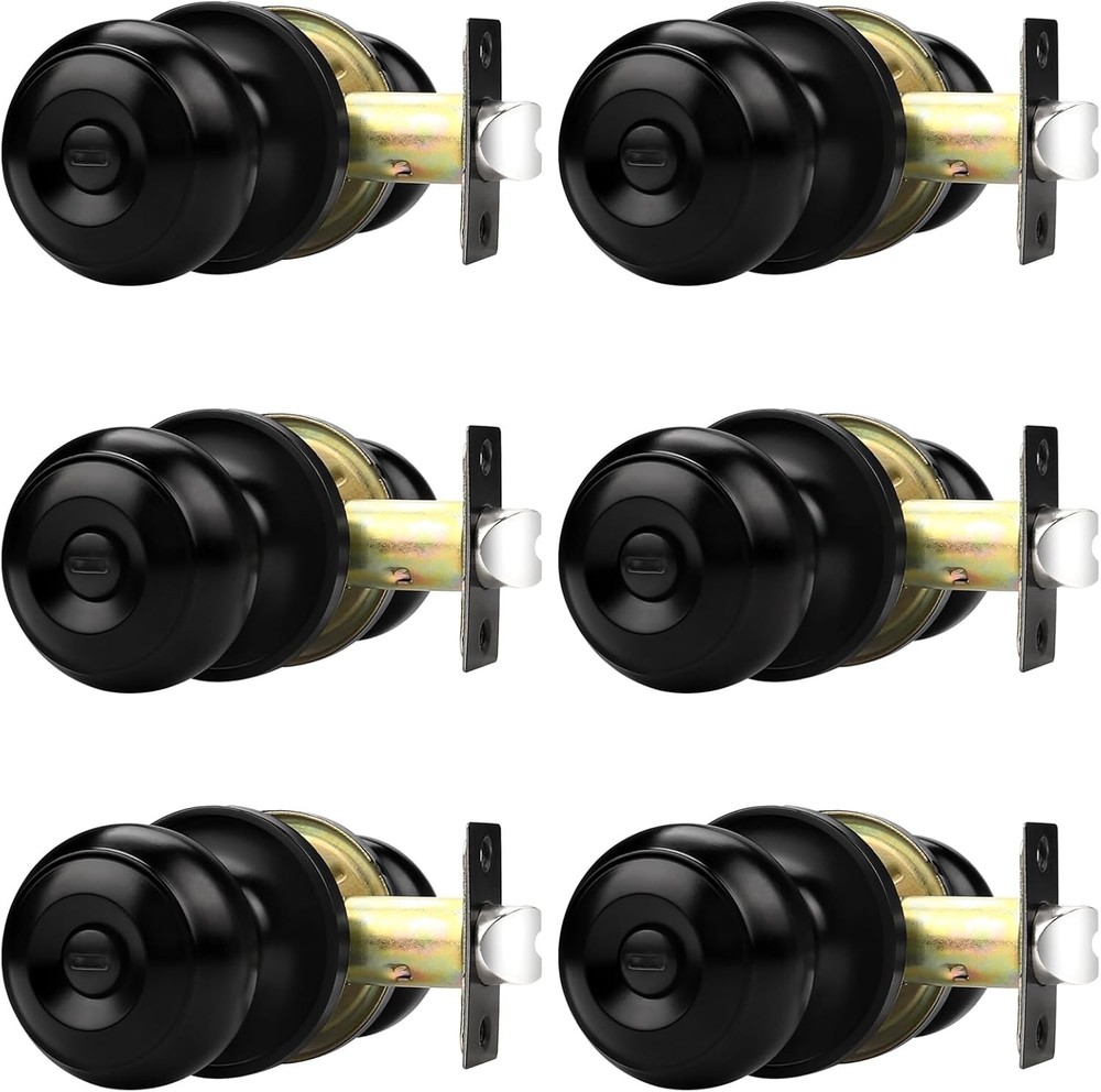 Probrico Black Door Knobs for Bedroom Bathroom, Interior Privacy,