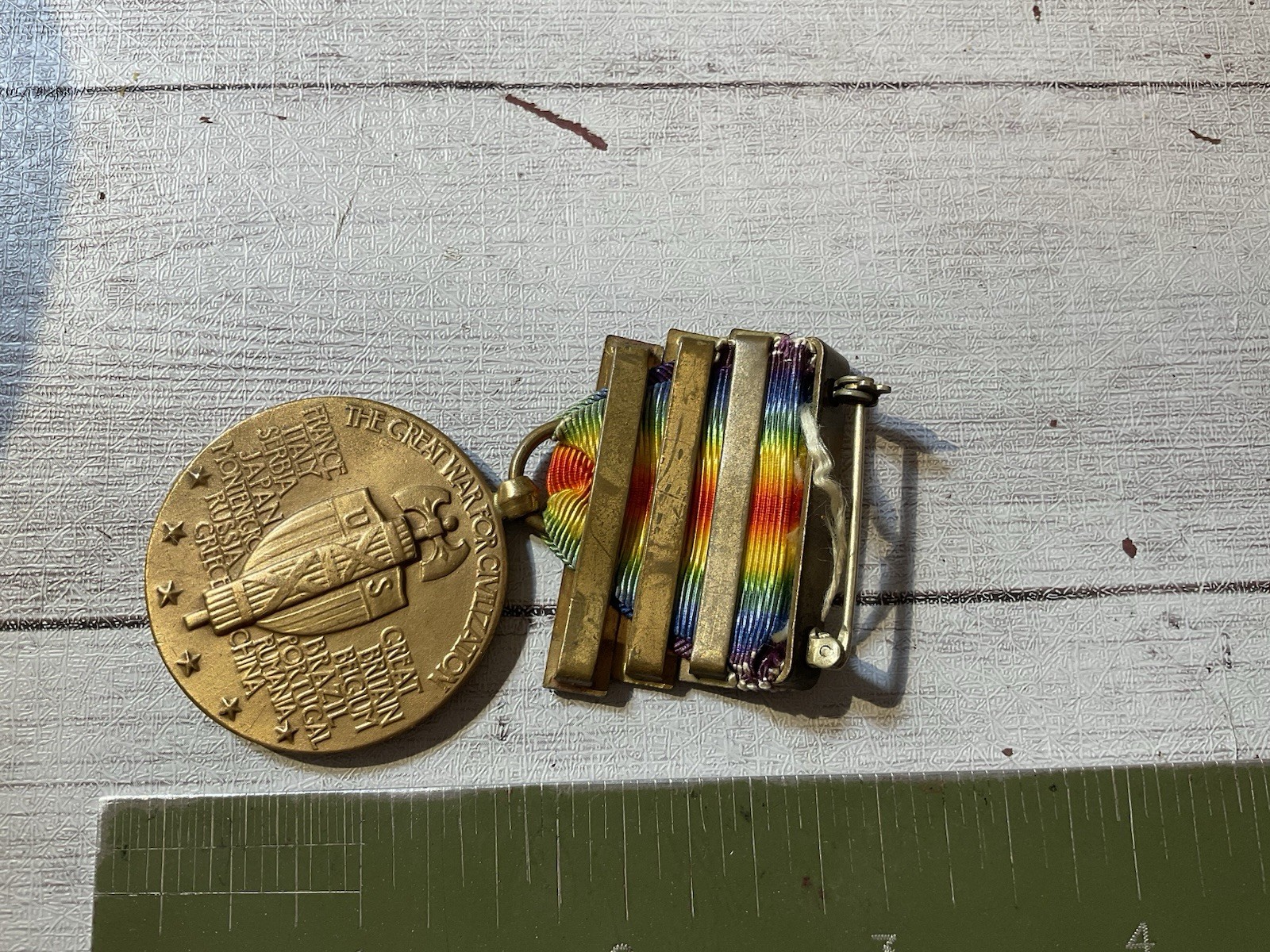 ORIGINAL WWI USN VICTORY MEDAL WITH 3 CLASPS