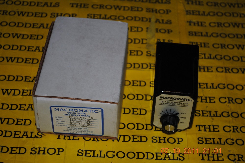 Macromatic SS-51622-10 Time Delay Relay 120V New