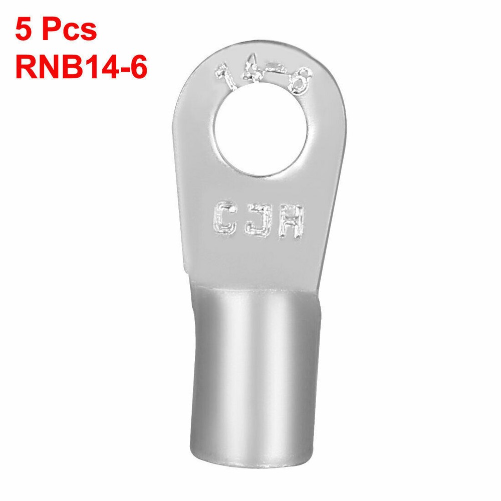 5PCS Ring Terminal, Non Insulated, 6 Wire Size, 1/4 Stud Size #