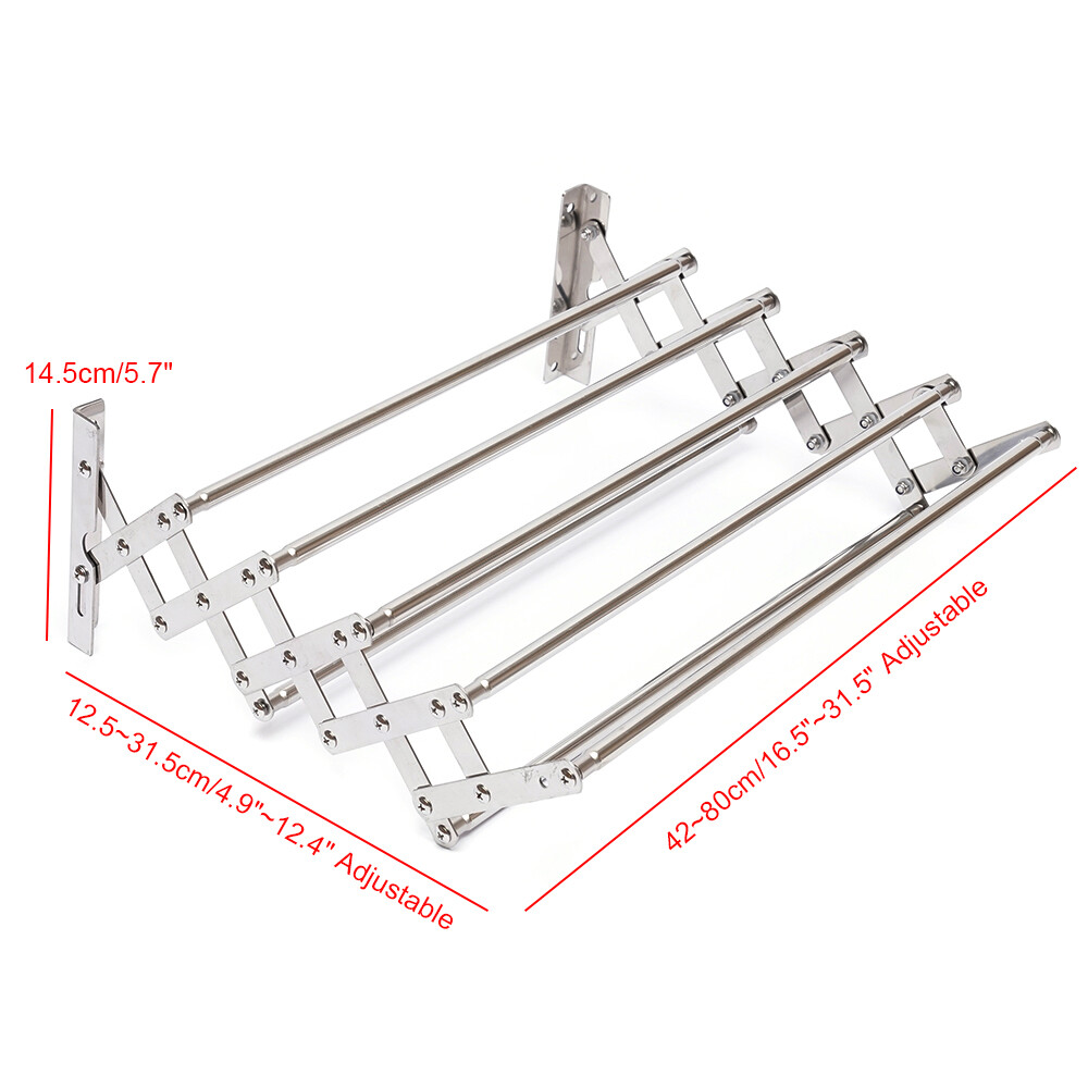 Wall Mounted Laundry Drying Rack, Clothes Hanger Rack, Retractable Clothes Rack