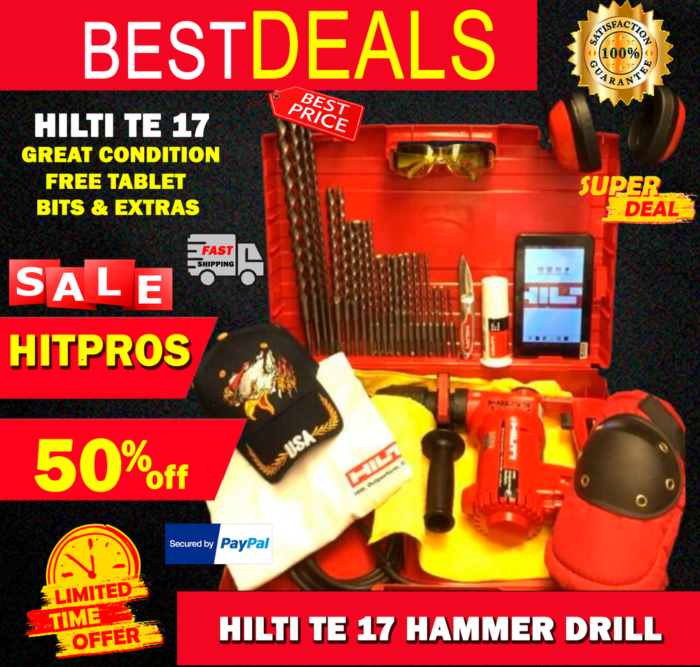 HILTI TE 17 GREAT CONDITION, FREE TABLET, BITS AND EXTRAS, FAST SHIP