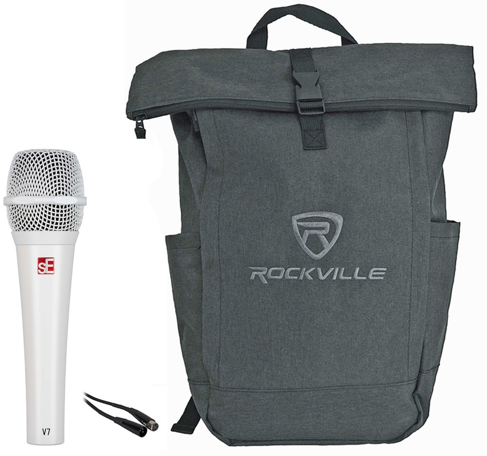 Se Electronics V7 White Handheld Dynamic Microphone Vocal Mic+Cable+Backpack