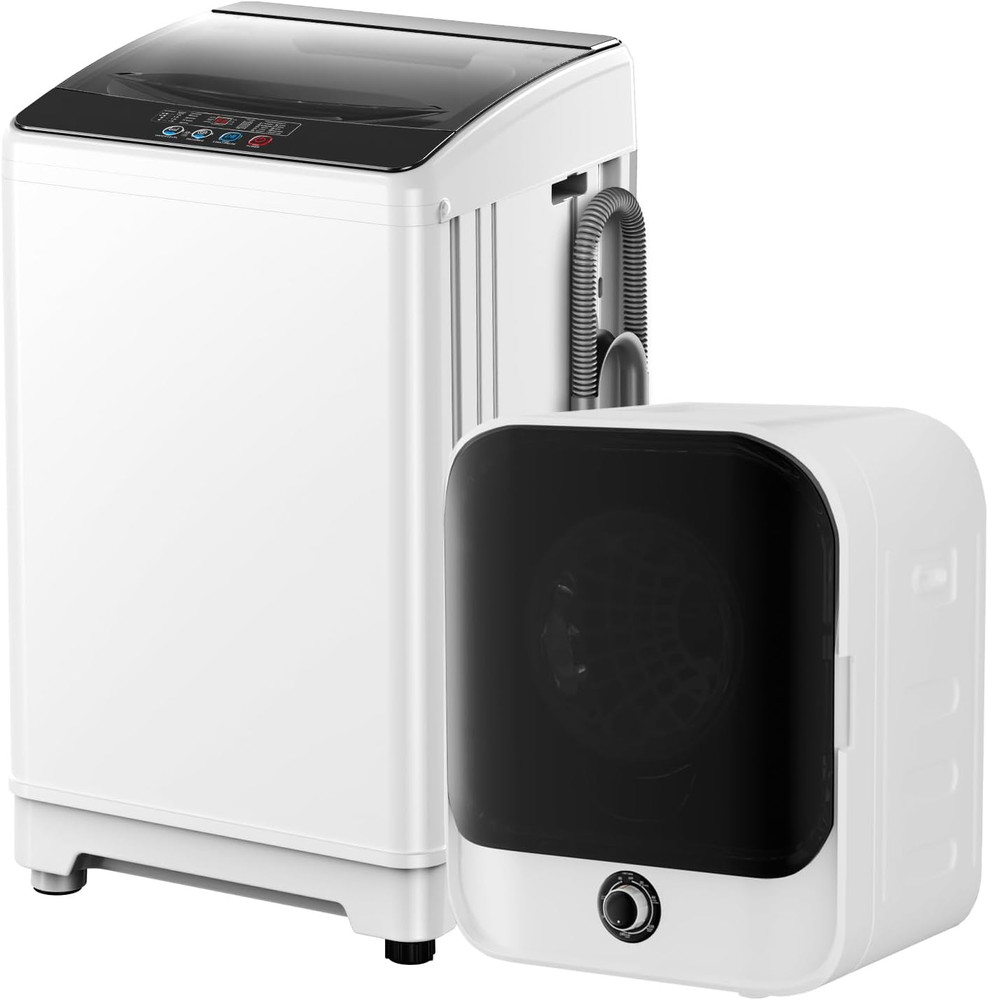Washer and Dryer Combo Set,Compact 18LBS Full-Automatic Washing Machine with 10