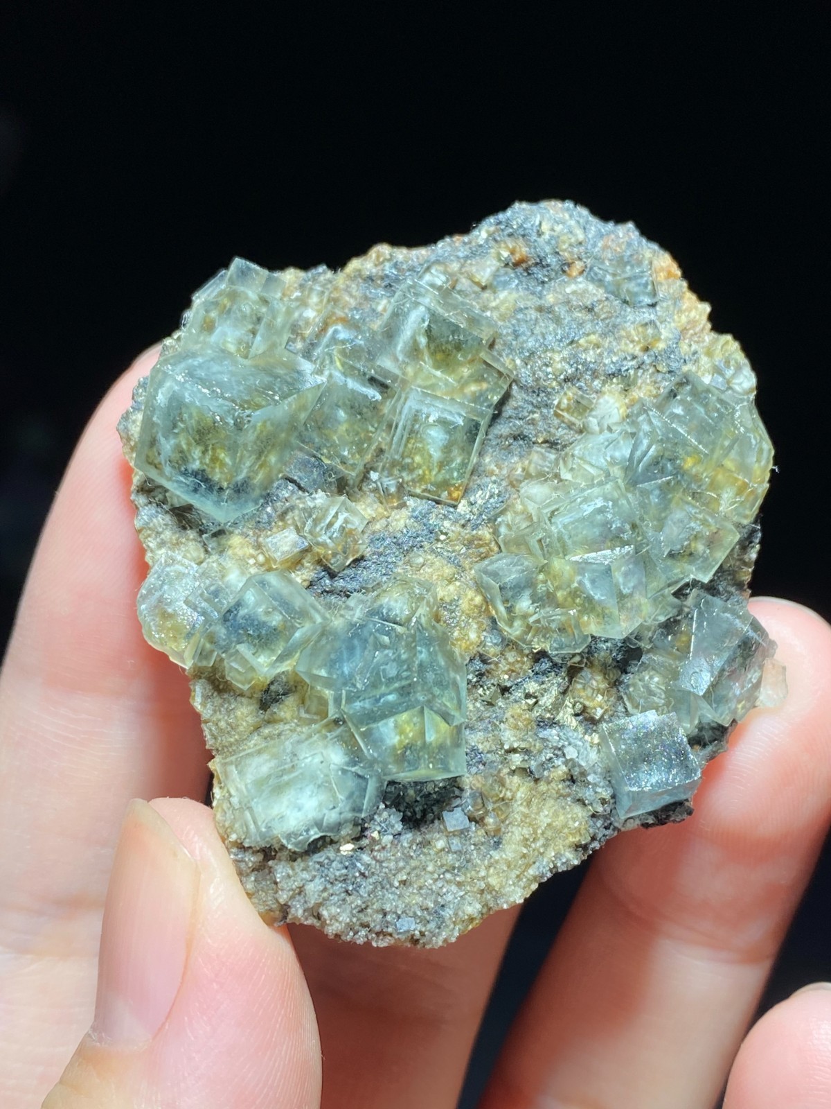 Rare Natural White Window Light Green Cubic Fluorite & Pyrite Specimen, China