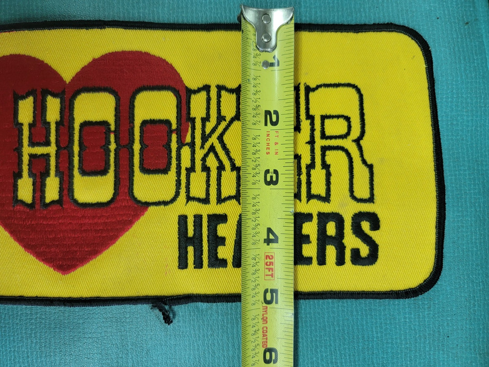 VINTAGE NOS LARGE 9"+ HOOKER HEADERS EMBROIDERED JACKET BACK PATCH 1970'S
