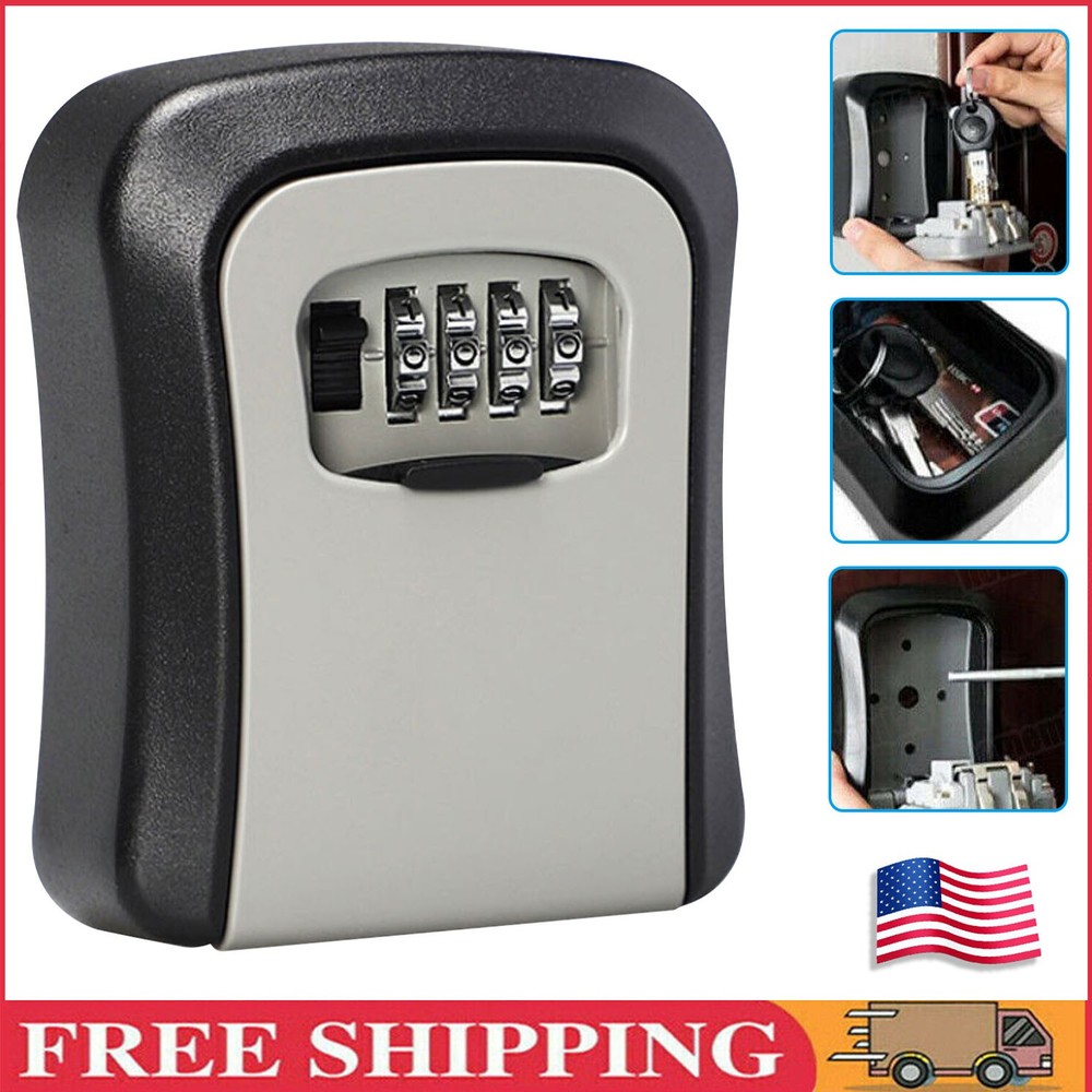 4-Digit Combination Lock Key Box Safe Storage Box Padlock Security Home Outdoor