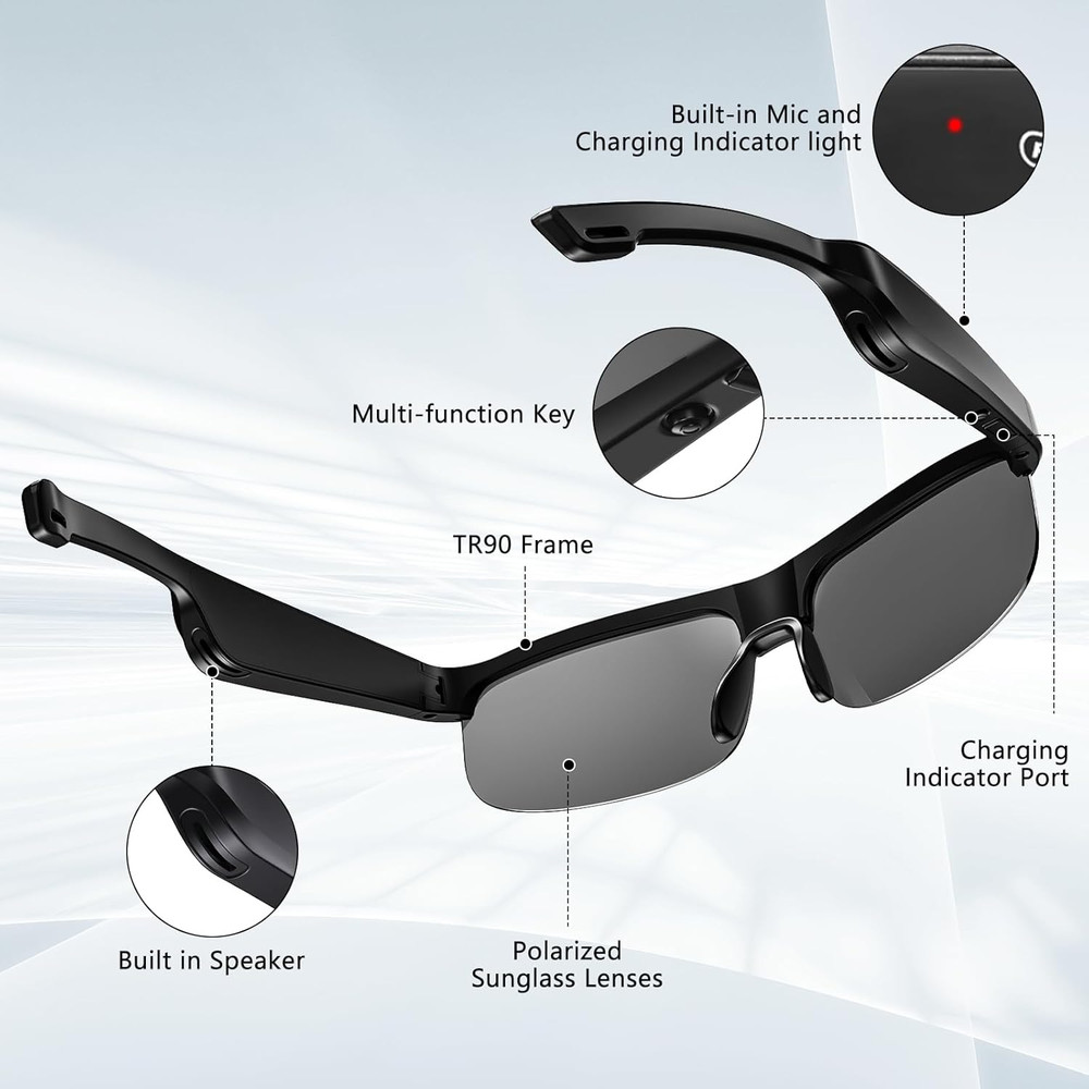 Smart Glasses Polarized Bluetooth Sunglasses with Speaker Style 2