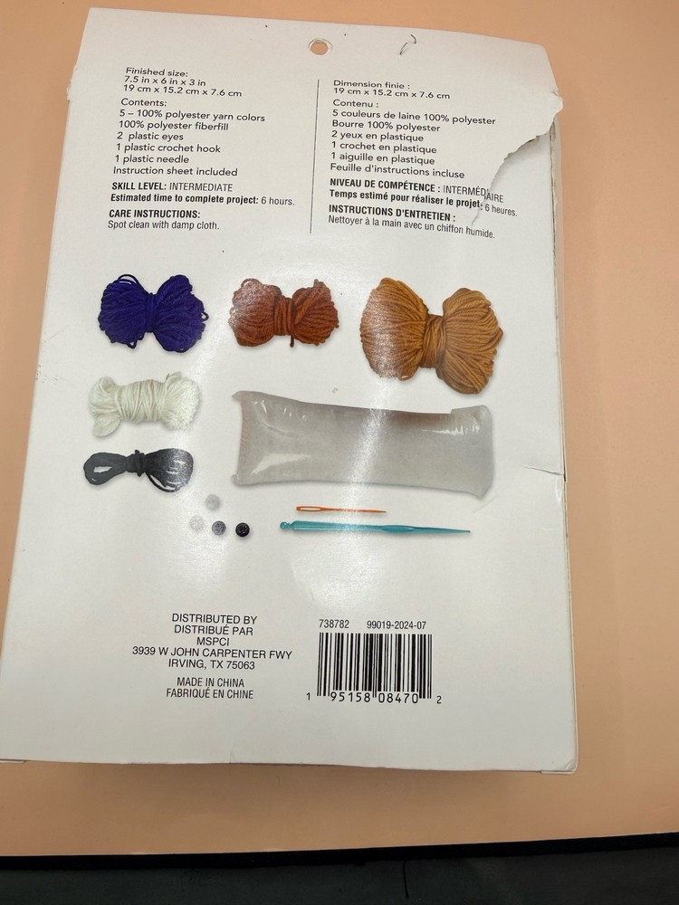 Loops & Threads Crochet Kit "Sloth" Damaged Box