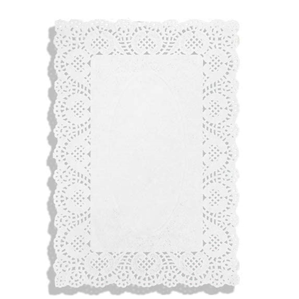 150Pcs White Rectangular Lace Paper Doilie White Coasters Baking Placemat Craft