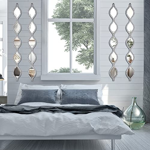 Teardrop Mirror Wall Decor Decorative Mirror Rustic Crush Diamond 4 Silver