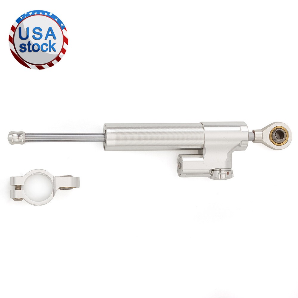 Motorcycle Steering Damper Stabilizer Linear Reversed Safety Control Silver