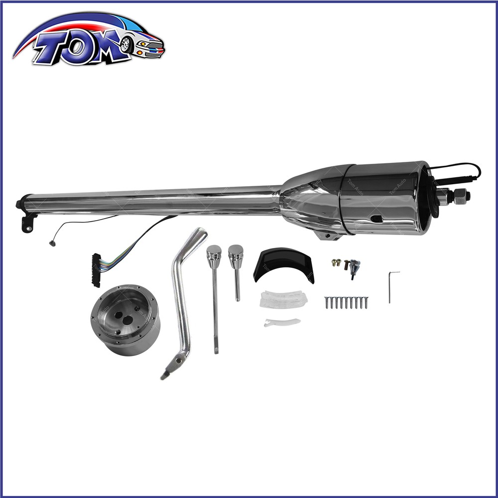 Tilt Auto 32" Steering Column No Key & Shift Indicator W/ Wheel Adapter Chrome