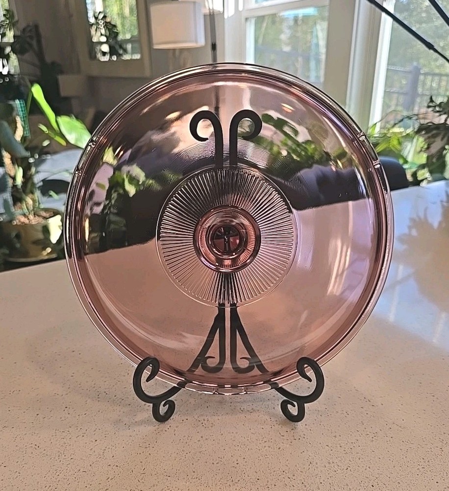 Pyrex Glass Fluted Lid Cranberry 10" Replacement Lid