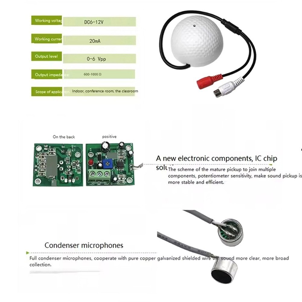 Sound Capture Microphone Designed for AHD DVR and IP Camera Compatibility