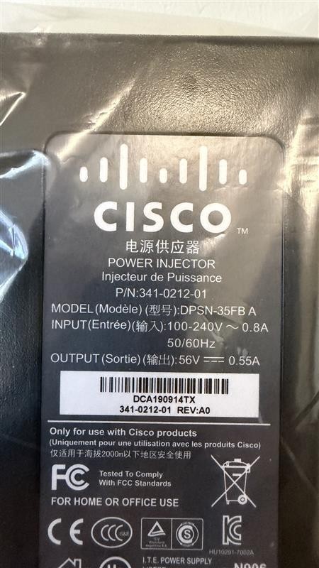 OEM NEW Cisco AIR-PWRINJ4= Power Injector 56V 0.55A, 341-0212-01, DPSN-35FB A