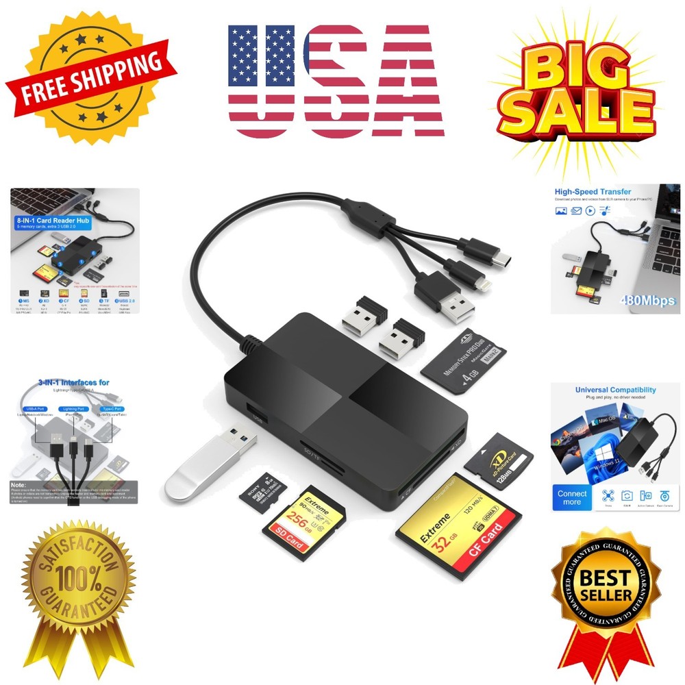 Memory Stick pro Duo Adapter Reader - 8 in 1 SD/TF/MS/CF/XD Card Reader for i...