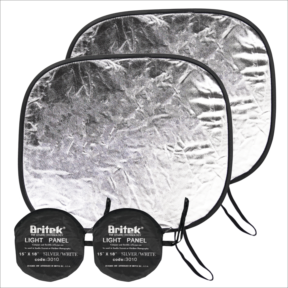 [2 PACK] 18"x15" Silver/White Light Reflector Panel for Photography, Studio