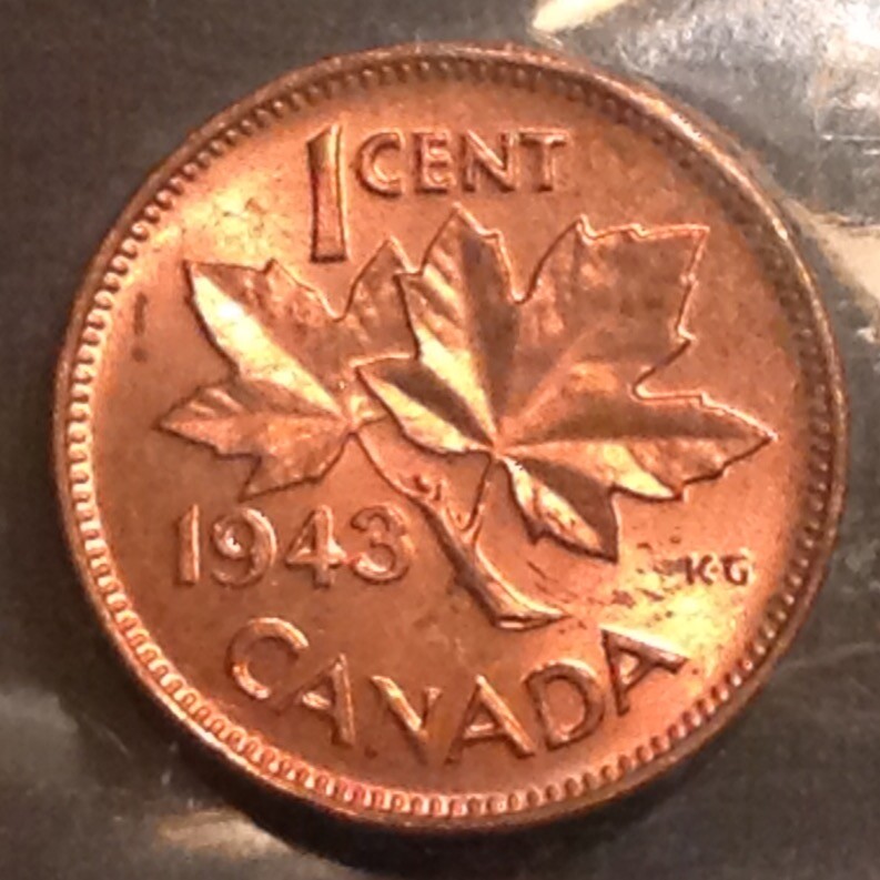 1943 Canada George VI One Cent ICCS Graded RED Uncirculated cd