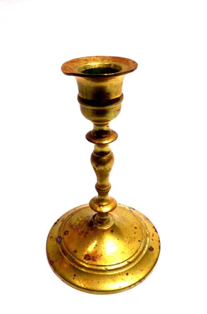 VINTAGE BRASS 6" GOTHIC TAPER CANDLE HOLDER SET