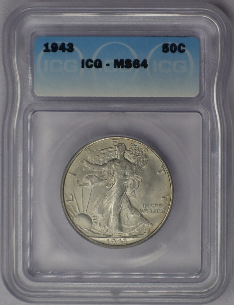 1943 50c Walking Liberty Half Dollar - ICG MS 64