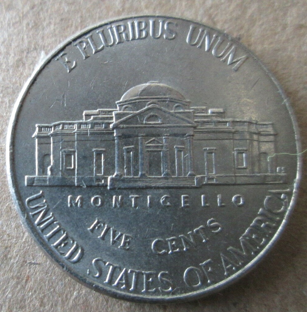 2011-P JEFFERSON, REVERSE INTERIOR DIE BREAK/CHIP ERROR, XF/AU, CIRCULATED