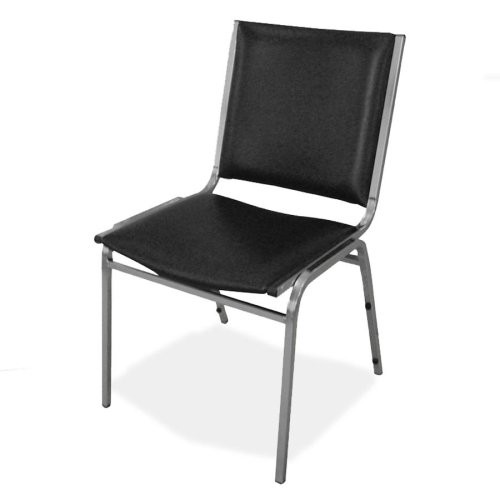 Lorell LLR62502 Padded Armless Stacking Chair Black Vinyl