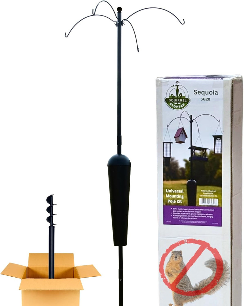 Squirrel Stopper Sequoia Squirrel-Proof Universal Mounting Pole Kit, 4 Hanging S