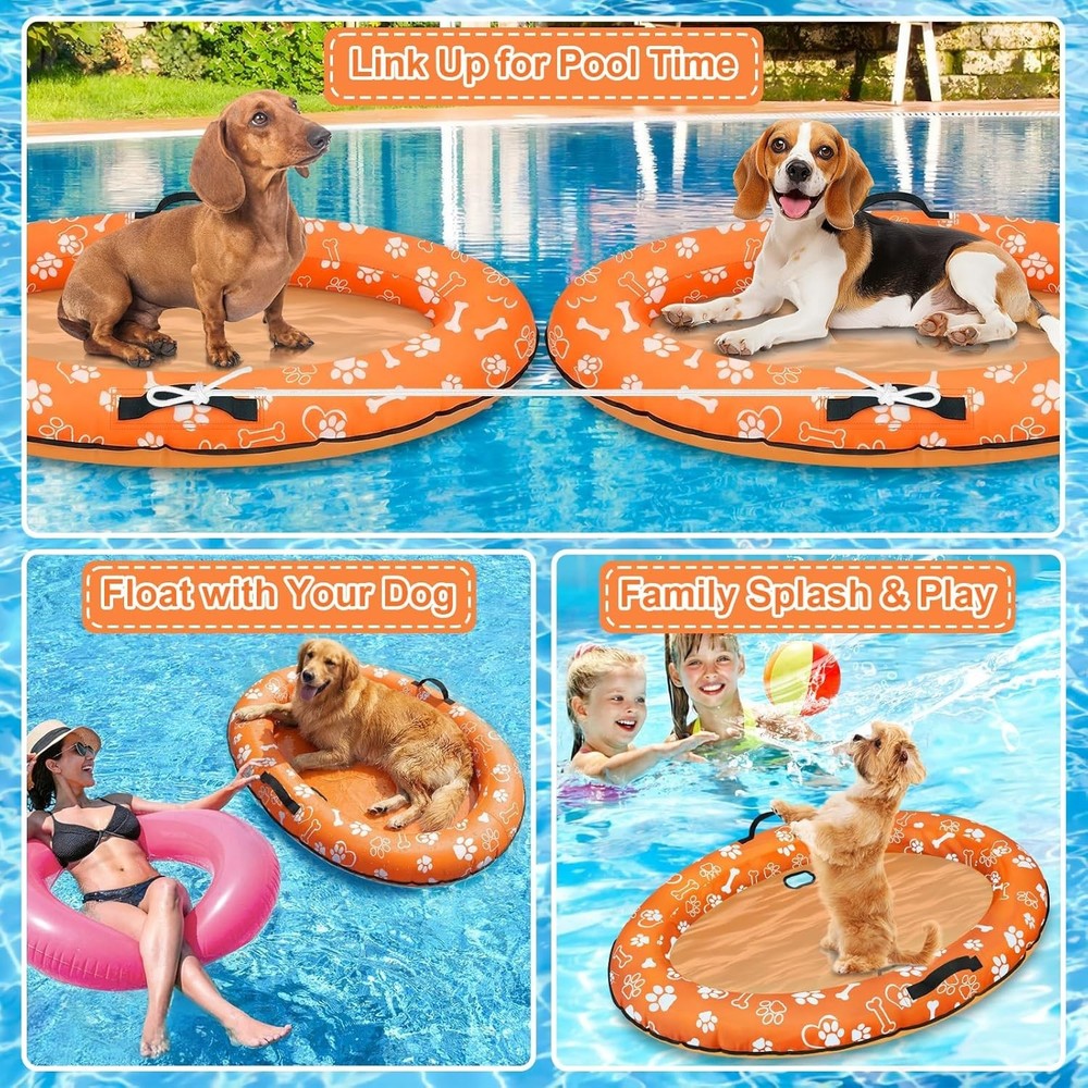 Large Dog Pool Float 59x39 Inches Inflatable Puppy Float with Rope