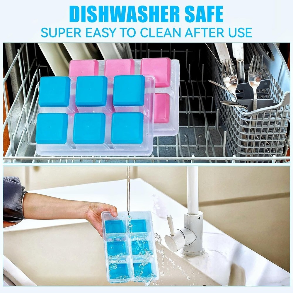 Extra Large Ice Cube Trays with Easy Release Bottom and Dishwasher Safe Features