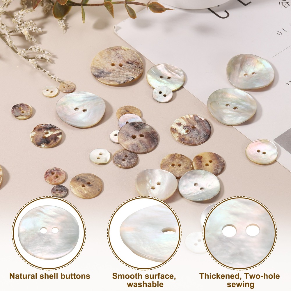 10pcs Pearl Shell Buttons 0.71" Round Shell Sewing Button for Cloth Craft