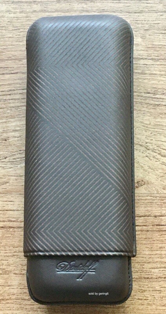Davidoff Brown Leather Leaf Pattern XL-2 Double Cigar Case / Pouch 105584