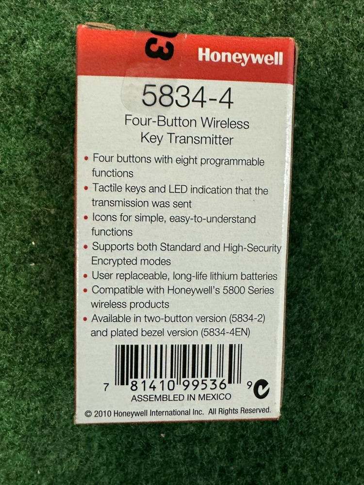 5834-4 Honeywell 4-Button Wireless Key Fob